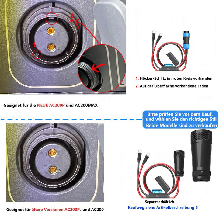Aviation stecker 2 polig Luftfahrtstecker für AC200P/AC200MAX EP500 PRO Power station,Batterieringst