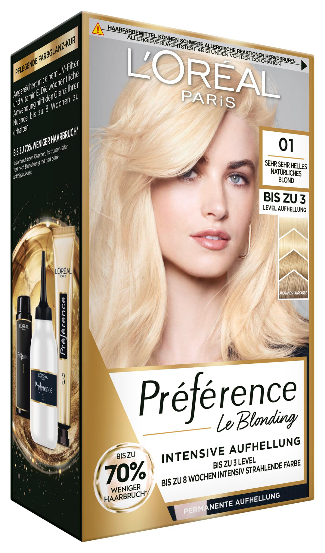 L'Oréal Paris Permanente Haarfarbe zum Blondieren der Haare, Haarfärbeset mit Coloration und Farbgla