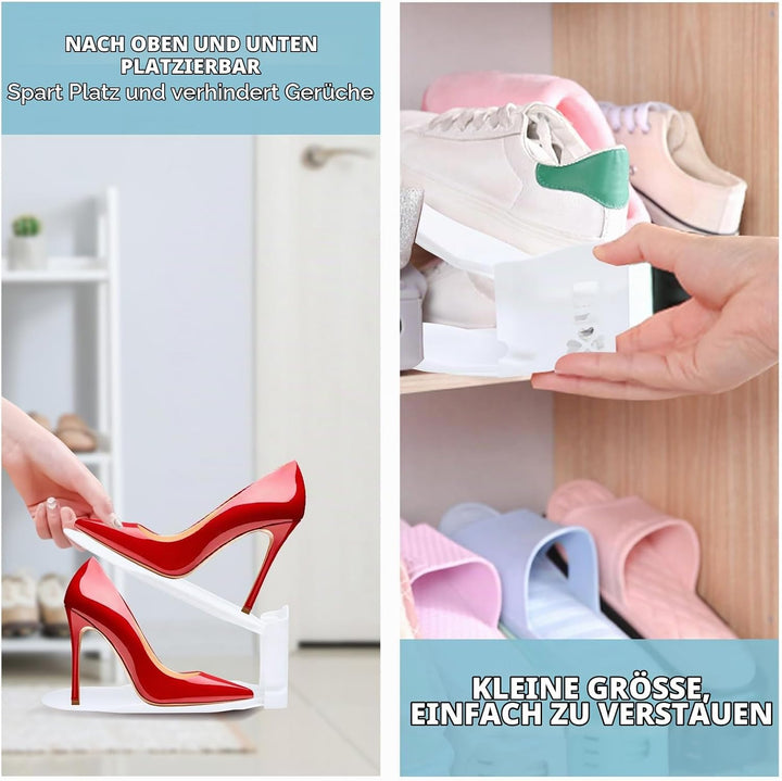 Einstellbare Schuhregale-20er Pack,Doppelschicht Schuhstapler,Schuhstapler/Schuhhalter Set,Platzspar