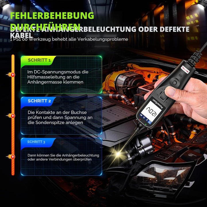 Autel PowerScan PS100 Stromkreistester, Sonde für Schaltkreise, Stromversorgung für Auto 12V-24V, Le