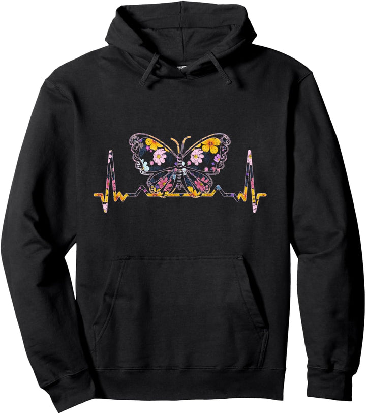 Vintage Herzschlag Schmetterling Pullover Hoodie