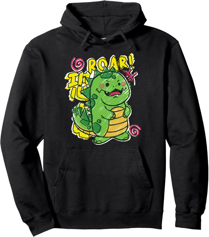 Brüllender T-Rex l Niedlicher Dinosaurier Doodle Style Pullover Hoodie