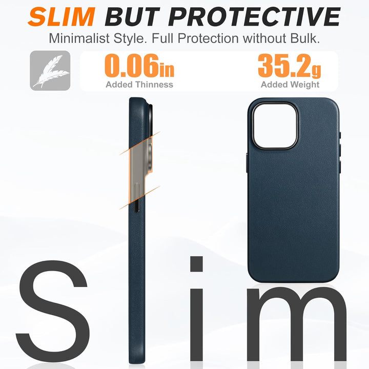 SHIELDON Hülle für iPhone 15 Pro Max Handyhülle Echt Leder Hüllen [Kabellos Laden] [Elegant Aussehen