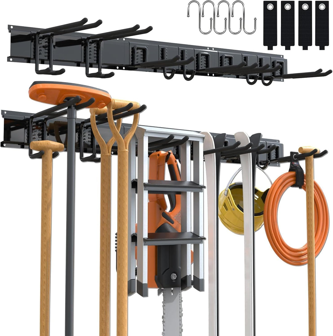 3-H Garage Aufbewahrung,120 cm Einstellbar 10 Wandhalterung Wandhaken und 4 S Haken 4 Aufbewahrungsg