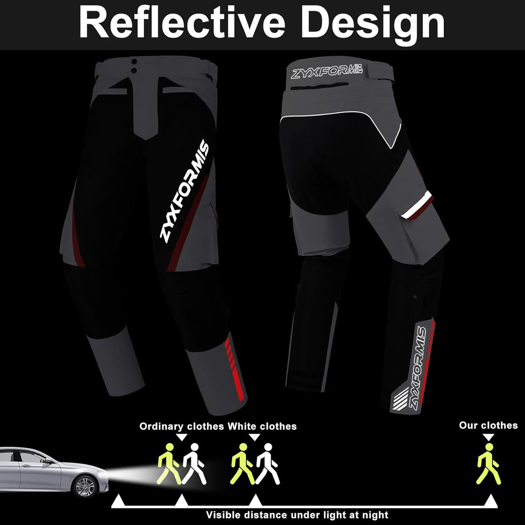 Motorrad Hosen Herren mit Protektoren und Reflektoren, Wasserdicht Winddicht Textil Motorradhose mit