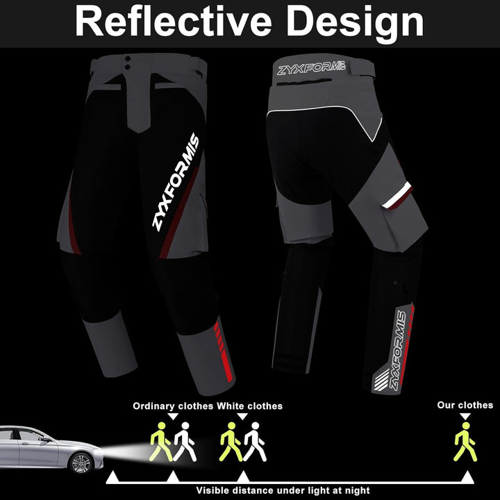 Motorrad Hosen Herren mit Protektoren und Reflektoren, Wasserdicht Winddicht Textil Motorradhose mit