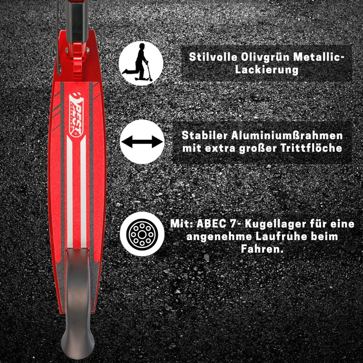 Best Sporting High End Scooter Erwachsene I klappbarer Roller mit Ständer, Handbremse, Klingel und T