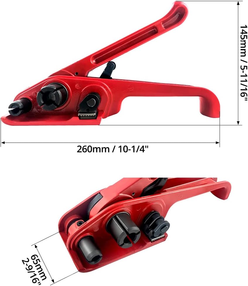 QWORK® Manuelles Umreifungsgerät, für 13mm-19mm PP/PET Kunststoffspanner Umreifungsband Kit 1 Stücke