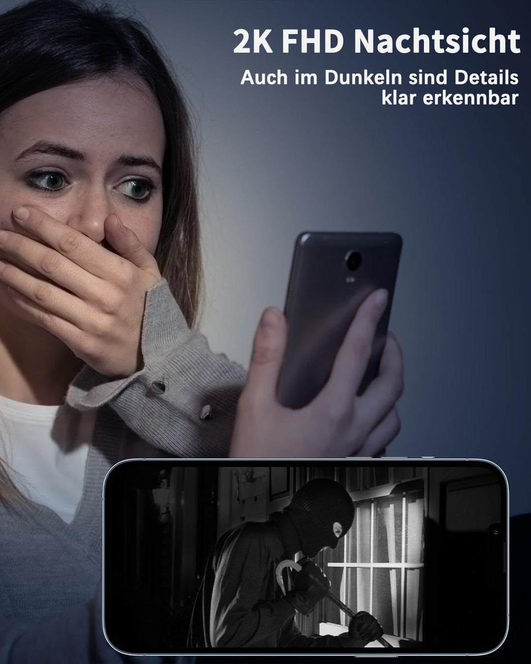 WLAN Video Türklingel mit Kamera, UCOCARE 2K 4MP Video, Nachtsicht, IP67, SD &amp; Cloud Speicher, Video