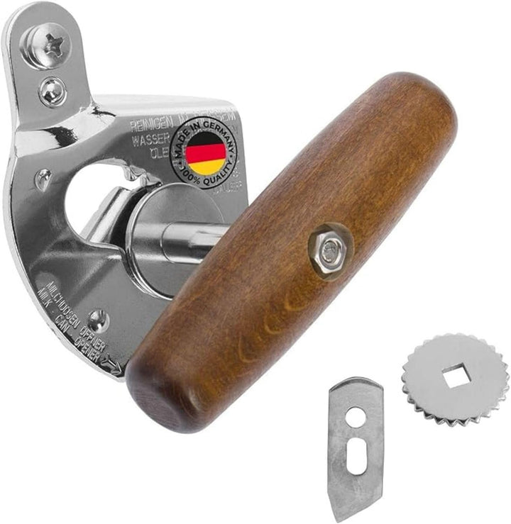 Westmark Set 3-tlg.: 1 Profi-Dosenöffner Titan + 1 Ersatz-Messer + 1 Ersatz-Treibrad, Stahl/Holz/Sta