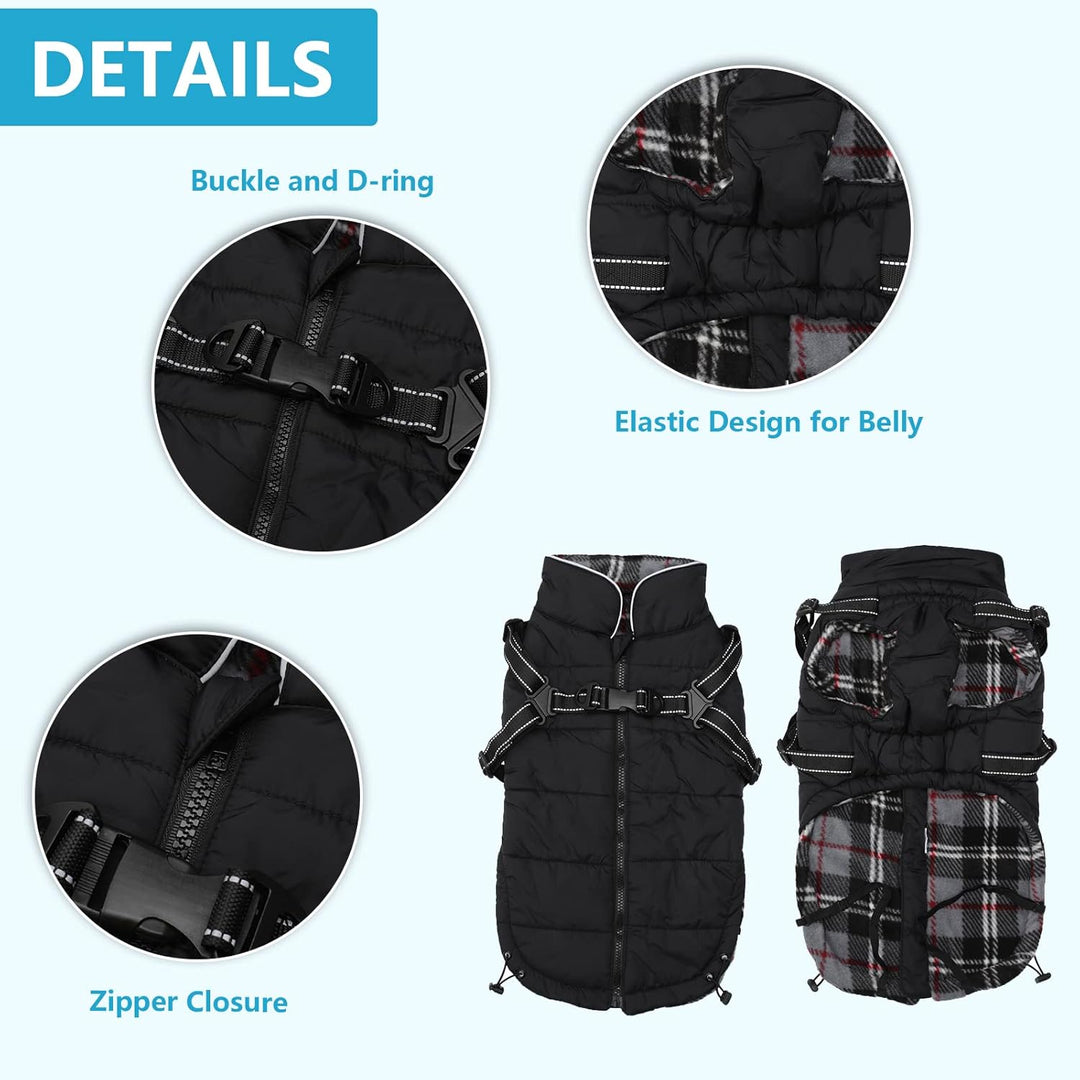 Pethiy -Super Warm Hunde wintermäntel mit Geschirr, Hundejacke mit Innenfleece, Wasserdichte Kleine