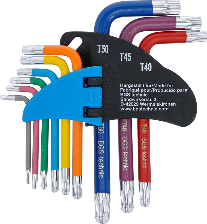BGS 74463 | Winkelschlüssel-Satz | Multicolour | kurz | T-Profil (für Torx) mit Bohrung und Kugelkop