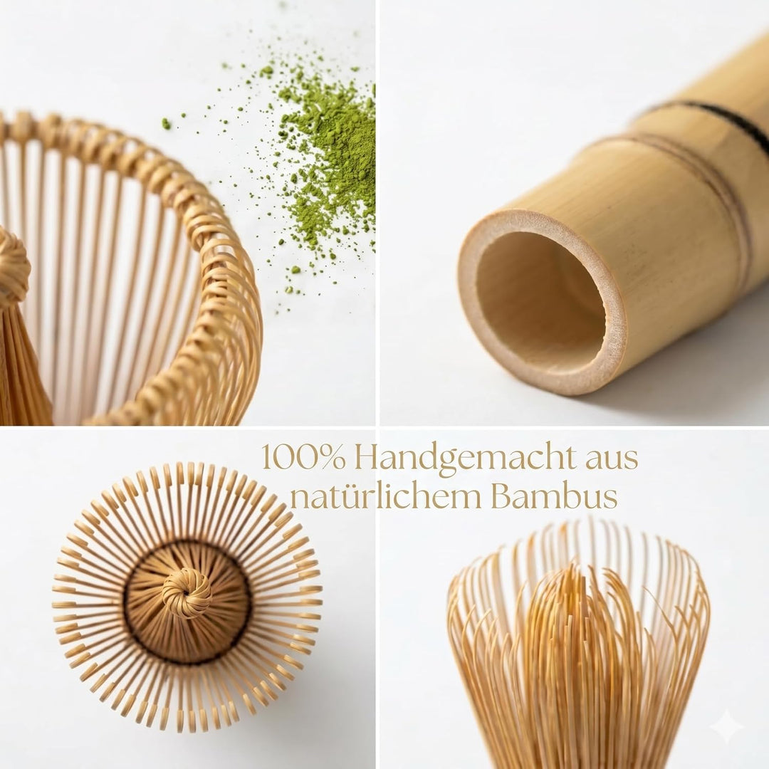 Matcha Set Japan 8-teilig – Premium Matcha Tee Set mit Keramik Schale, Bambus Chasen Besen & Halter,
