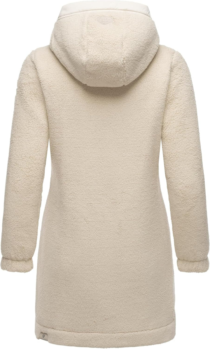 Ragwear Damen Fleecejacke Kurze Teddyfleece-Jacke warm mit Kapuze Cousy XS-6XL 5XL Beige, 5XL Beige