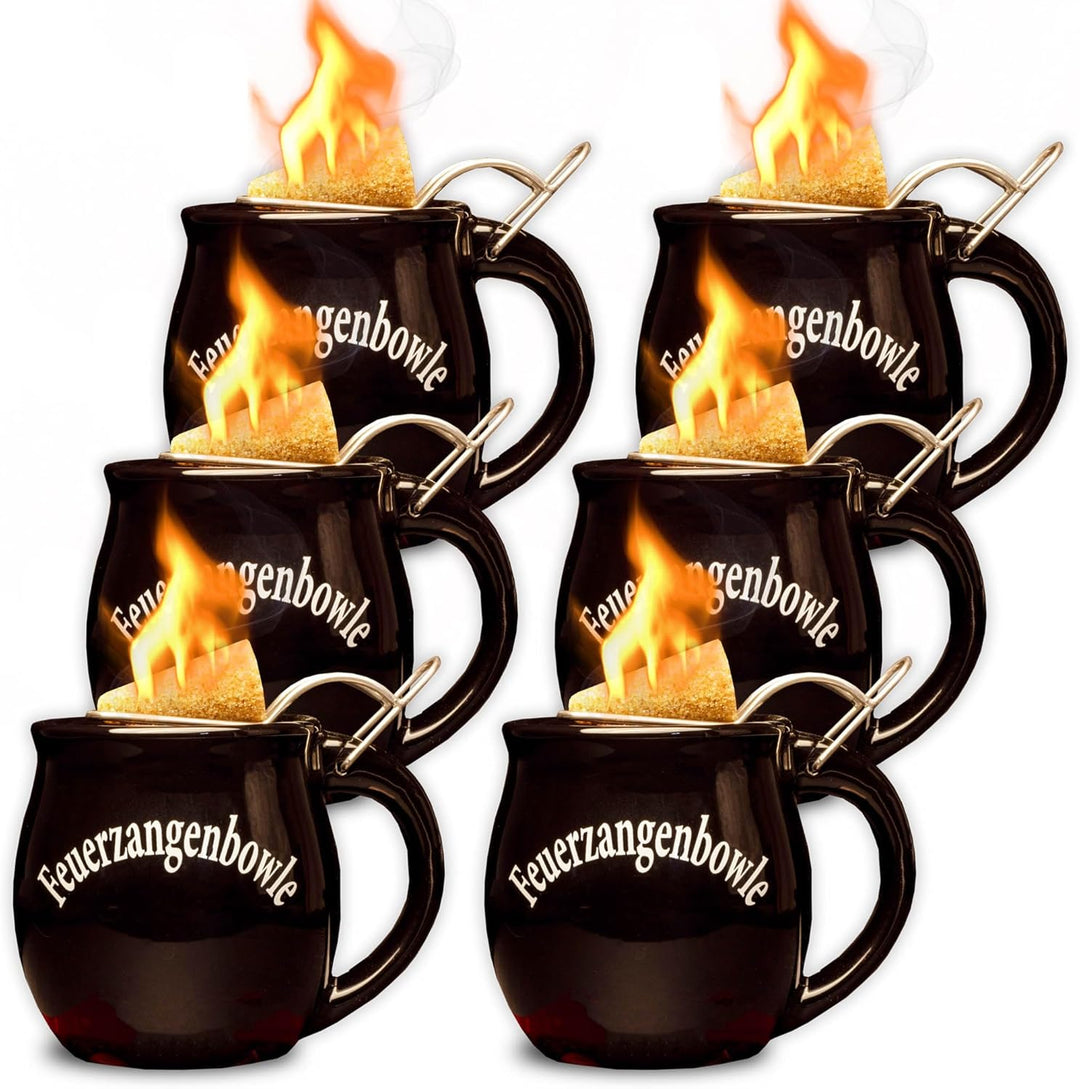 Feuerzangentasse 6er im Karton, Schwarz - für Feuerzangenbowle
