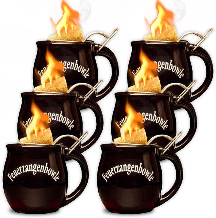 Feuerzangentasse 6er im Karton, Schwarz - für Feuerzangenbowle