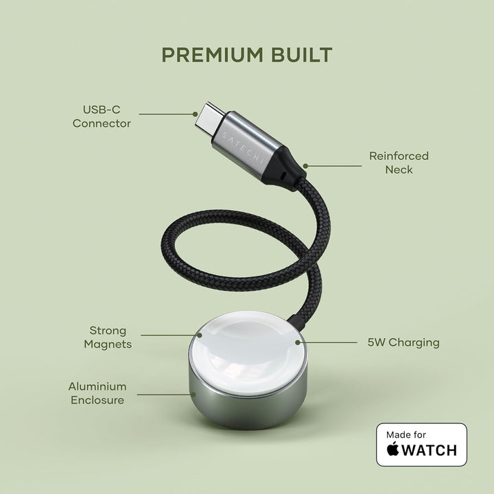 SATECHI Magnetisches Ladekabel für Apple Watch, 5W Schnellladegerät für die Apple Watch, Kabellänge