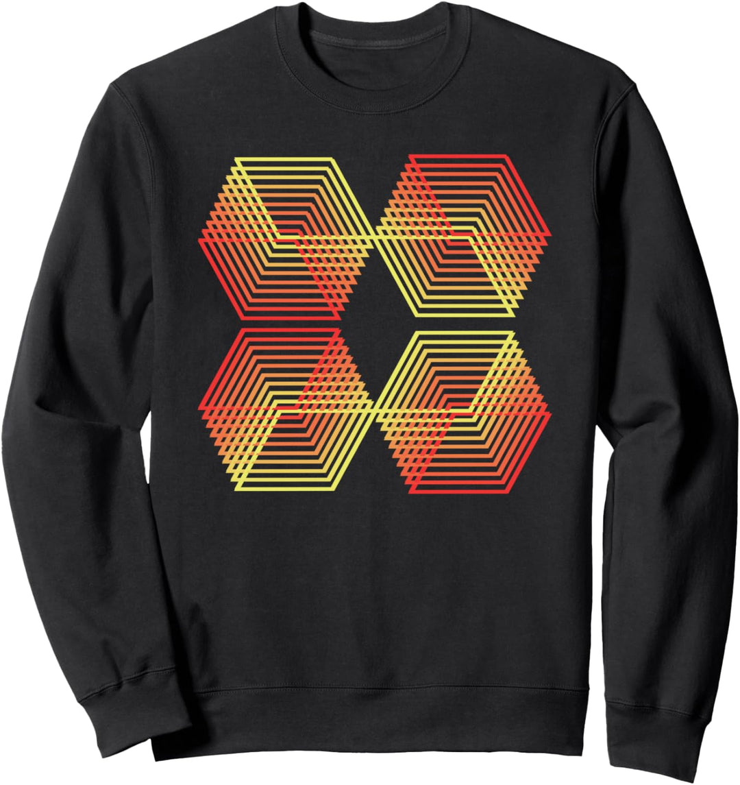 Sunset Geometric Cube Modern Graphic Sweatshirt