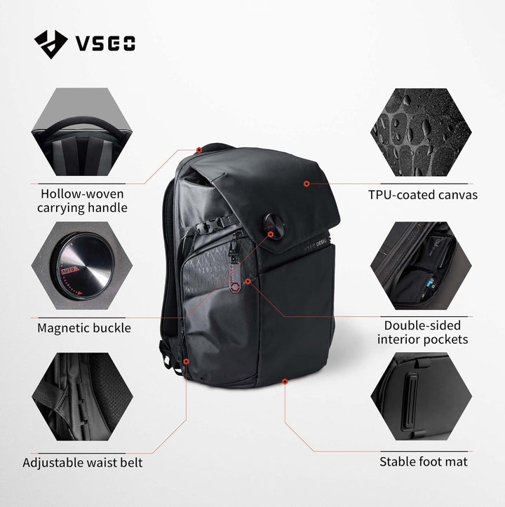 VSGO 25L Professioneller Kamerarucksack – Extragrosses Fassungsvermögen, Reisepack & Pendlerrucksack