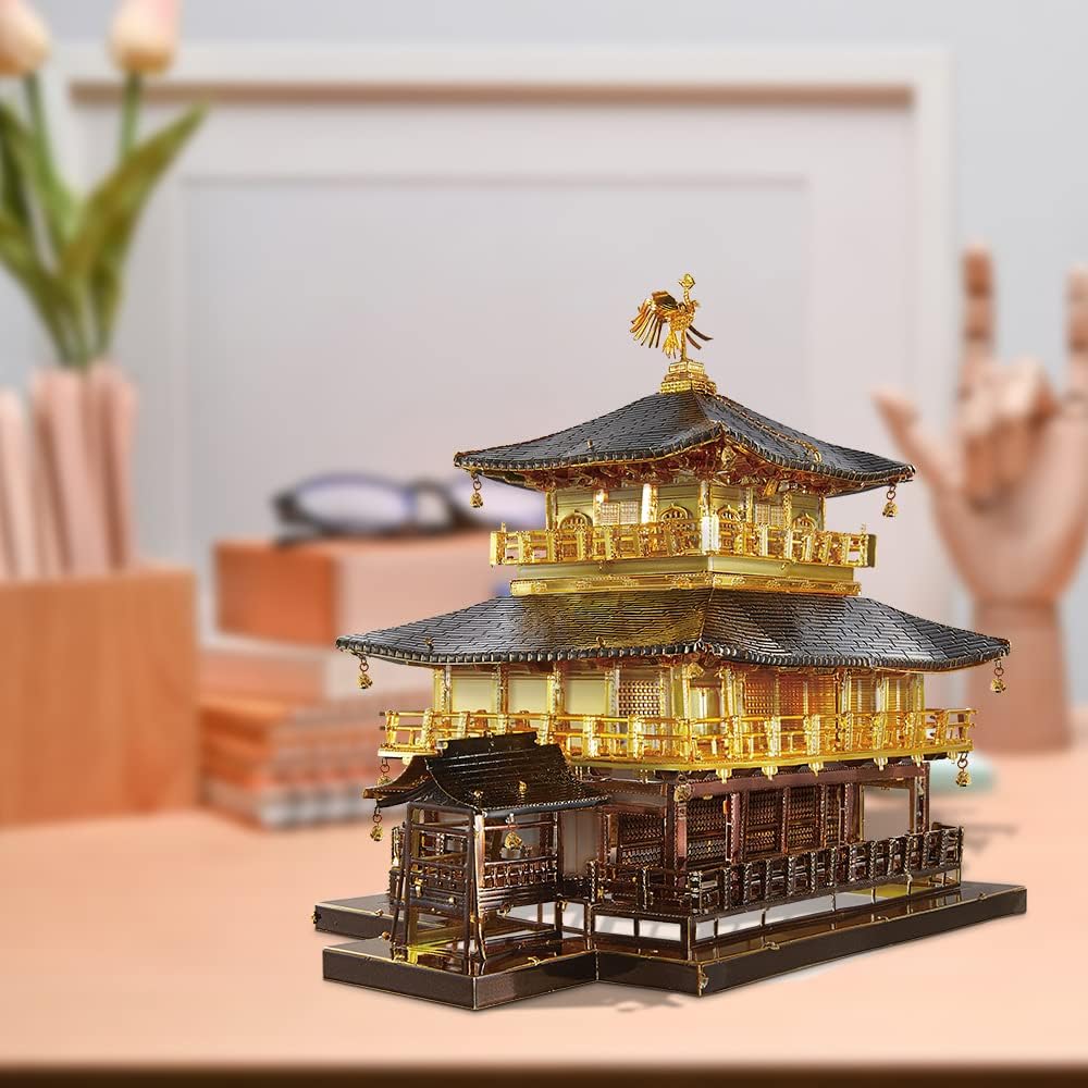 Piececool 3D Puzzle Metall, Kinkakuji Gebäudemodell für Erwachsene, 3D-Puzzles zu Bauen, BAU, Bastel