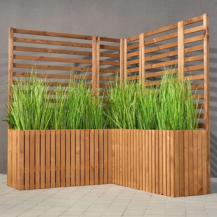 Modulares Rankgitter 50cm hoch – Spalier für Homerzo Pflanzkübel – Erweiterbare Holz Gitterwand für