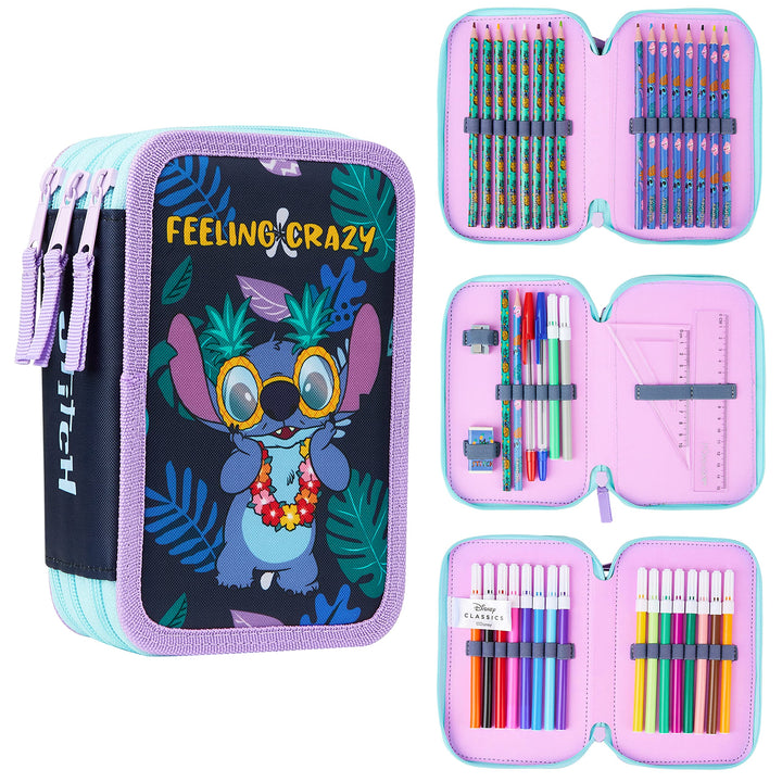 Disney Federmäppchen Mädchen Die Eiskönigin Stitch Federtasche Mädchen Gefüllt Schulmäppchen 2 3 Fäc