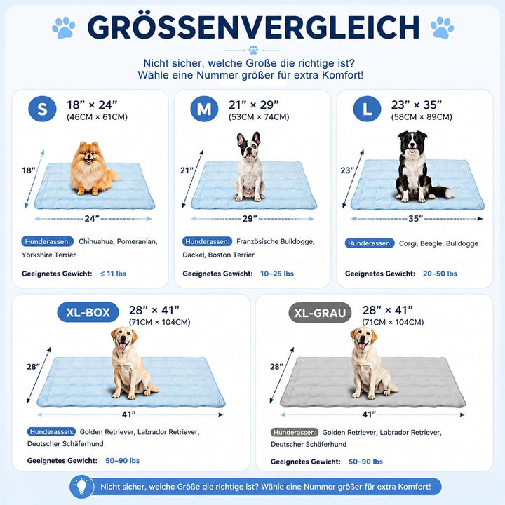 Selbstkühlende Kühlmatte für Hunde und Katzen – 101 × 149 cm – Atmungsaktive Polyester Hundematte, W