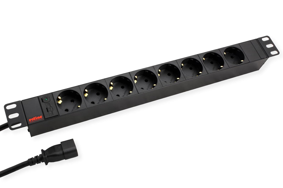 ROLINE 19" Steckdosenleiste 8fach, C14-Stecker, schwarz, 2 m