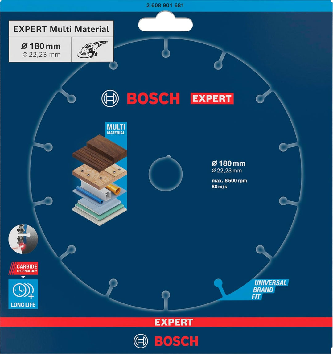 Bosch Professional 1x Expert Carbide Multi Wheel Trennscheibe (für Hartholz, Ø 180 mm, Zubehör Winke