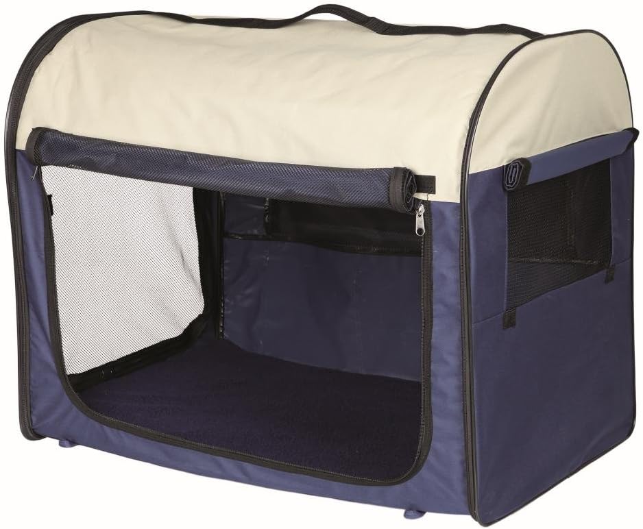 TRIXIE Hundebox Basic – Grösse M-L: 70 x 75 x 95 cm - mit abdeckbaren Netzeinsätzen, Fleece-Bodenpla