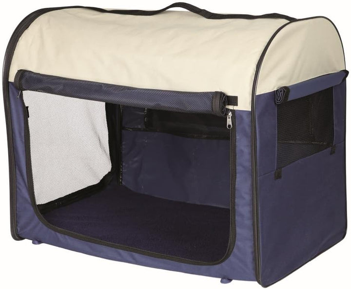 TRIXIE Hundebox Basic – Grösse M-L: 70 x 75 x 95 cm - mit abdeckbaren Netzeinsätzen, Fleece-Bodenpla