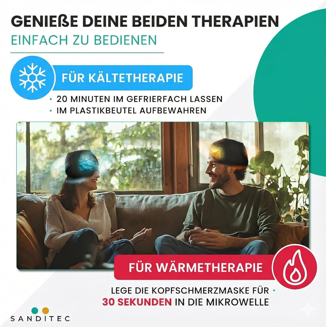 Migräne Maske 600g Gel – 360° Kühlmaske Gesicht & Augen für langanhaltende Kälte- und Wärmetherapie,