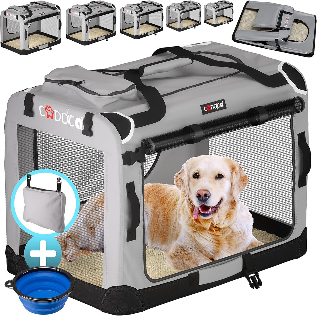 CADOCA® Hundebox XL 82x56x58cm faltbar atmungsaktiv robust Hundetransportbox Transporttasche Haustie