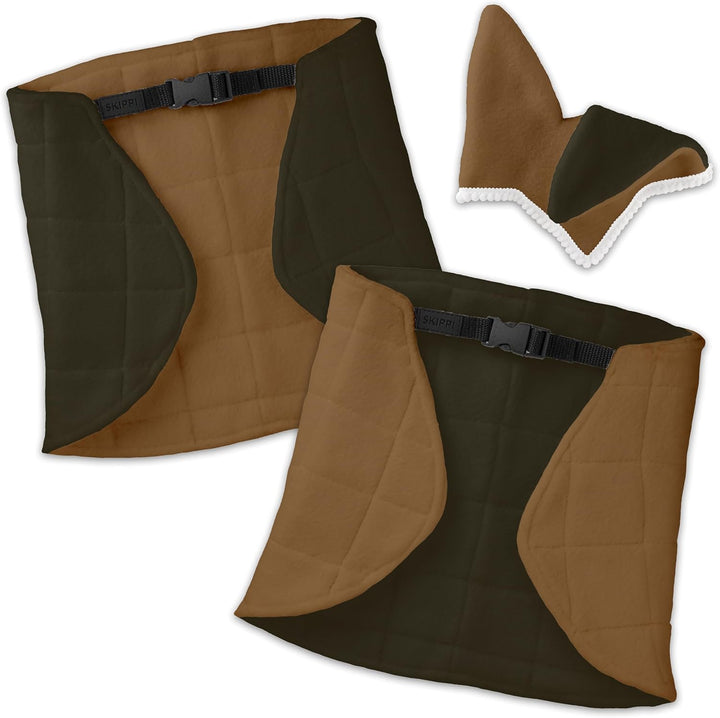 SKIPPI Wendbare Decke und Fliegenhaube für Hobby Horse – Beige und Olivgrün, Hobby Horse Zubehör, Zw