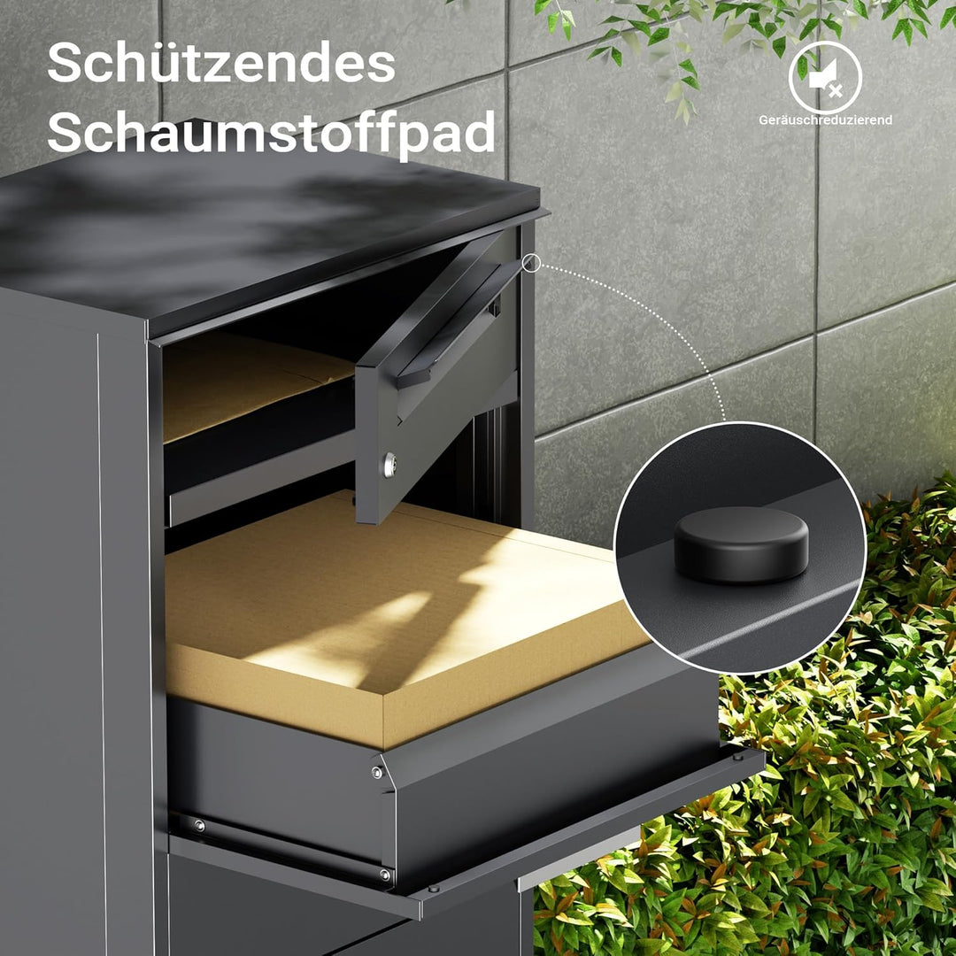 Paketkasten Anthrazit 500 x 370 x 1120 mm, Paketbox Zuhause, Private Paketannahme passend für Pakete