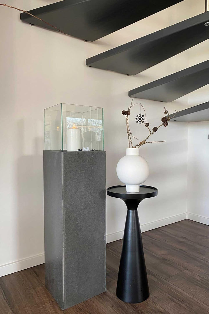 Windlicht-Säule Kerzenständer Deko-Laterne Candela Beton-Optik Anthrazit 100 cm hoch 25x25x100 cm An