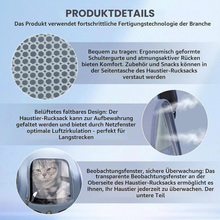 Haustier Rucksack für Kleine Hunde Katzen, Tragbare und Faltbare Katzenrucksack, Hunderucksack, Trag