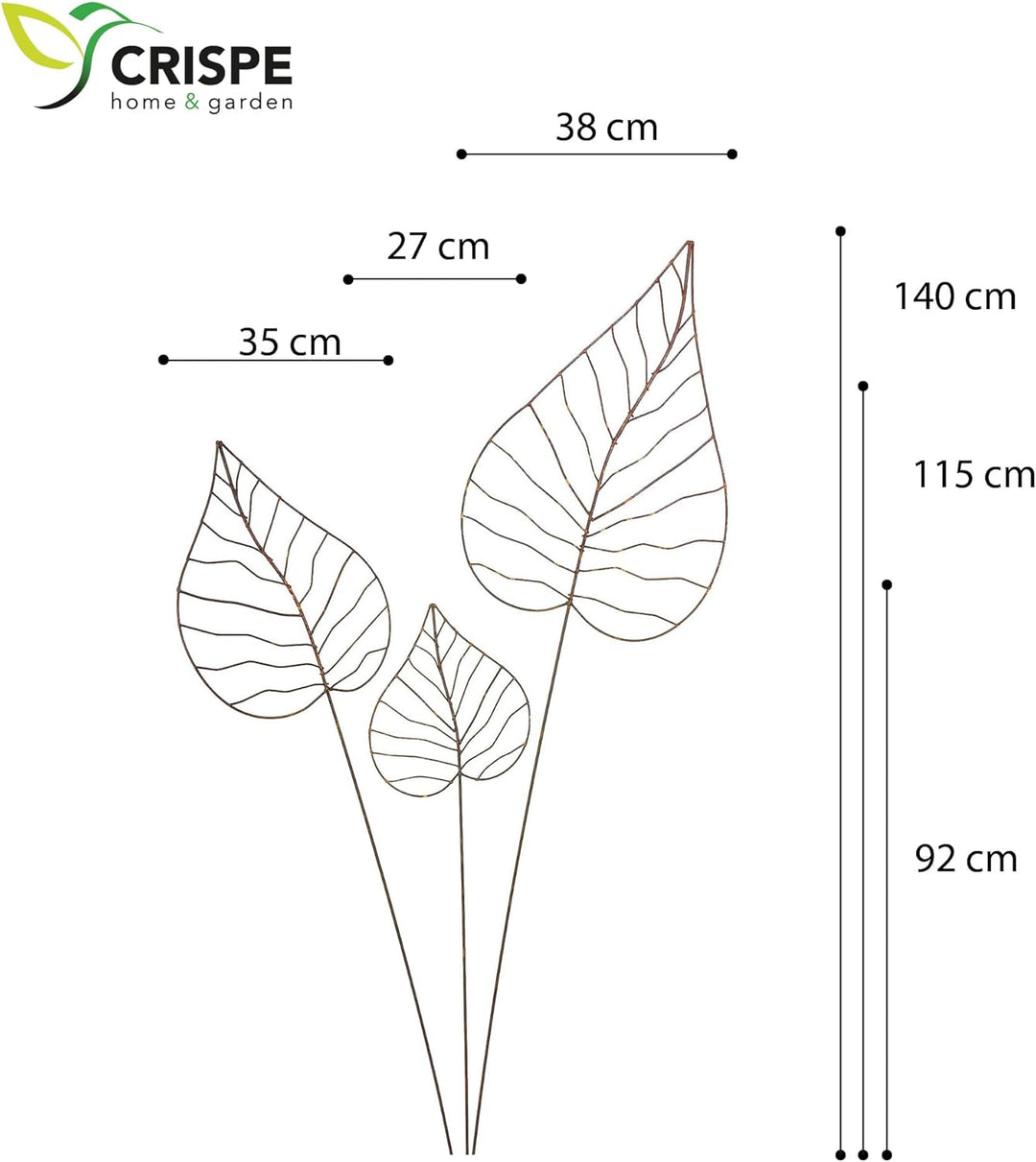 Gartenstecker Edelrost - Herzblatt-Set | Rankhilfe Gartendeko bestehend aus DREI verschiedenen Gröss