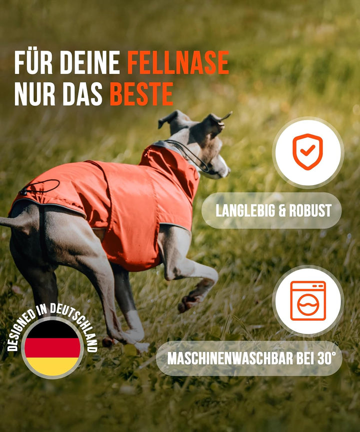 ZAUBERPFOTE® Hunderegenmantel London I Mit extra langem YKK® Reissverschluss für Halsband &amp; Geschirr