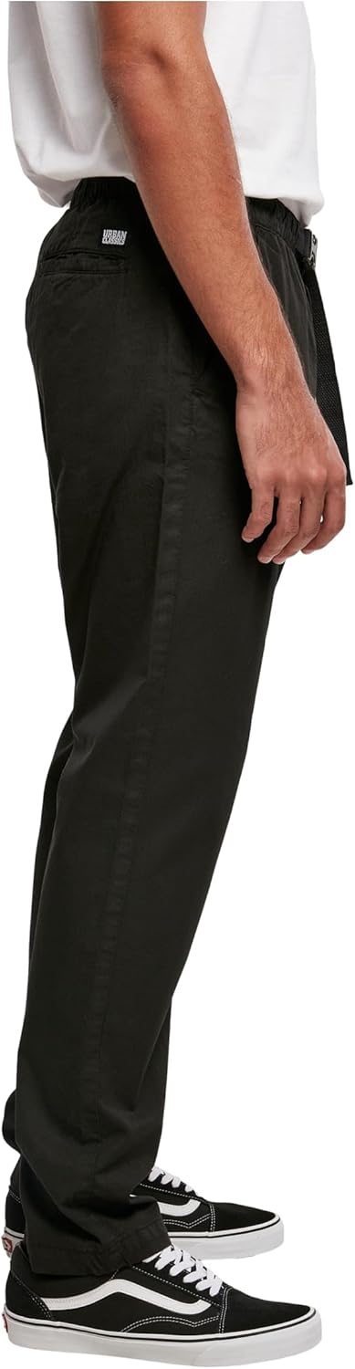 Urban Classics Herren Straight Leg Chino with Belt 30 Schwarz, 30 Schwarz