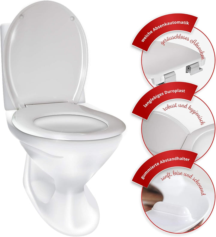WC-Sitz mit Absenkautomatik Klo Brille &amp;Deckel Absenkbarer Toilettensitz und Klodeckel Klobrille und