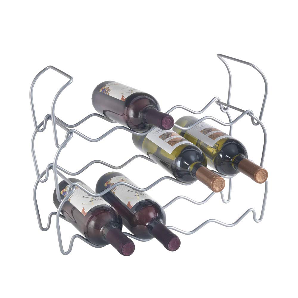 Wine-Bar Flaschenregal 3-er Set Silber, Silber