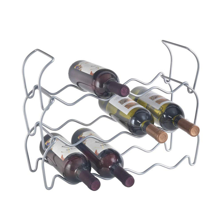 Wine-Bar Flaschenregal 3-er Set Silber, Silber
