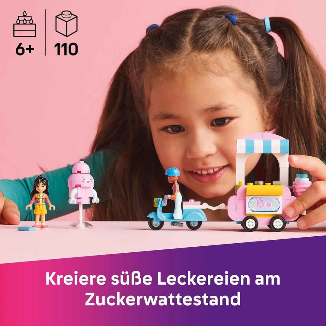 LEGO Friends Zuckerwattestand, Spielset für kreative Rollenspiele mit 2 Minifiguren, fahrbarem Stand