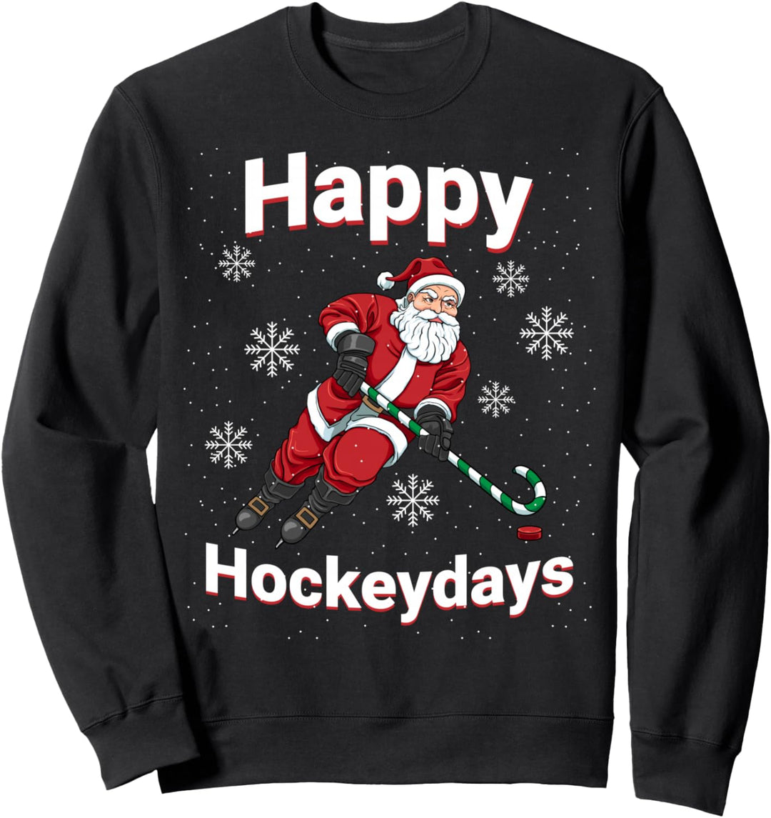Lustiges Weihnachtsmann Eishockey Happy Hockeydays Sweatshirt