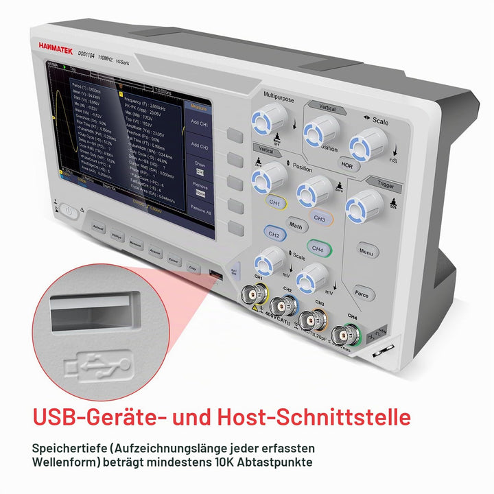 Hanmatek Digitales Oszilloskop, DOS1104 Tragbares professionelles Oszilloskop-Kit mit 4 Kanälen und