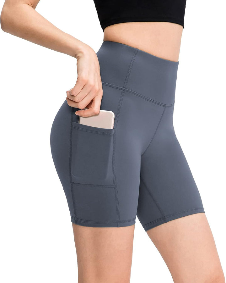 HomyComy Damen Sporthose Kurze Hohe Taille Yogahose Leggings für Sommer Leggins Radlerhose Fitness H