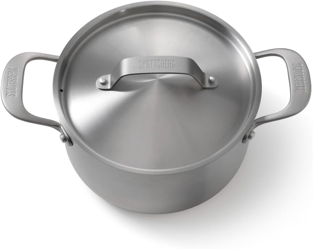 Skottsberg Edelstahl Kochtopf mit Deckel - Ø 20 cm - 3,3 L – PFAS‑frei, spülmaschinenfest - für Indu