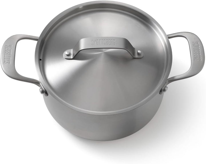 Skottsberg Edelstahl Kochtopf mit Deckel - Ø 20 cm - 3,3 L – PFAS‑frei, spülmaschinenfest - für Indu