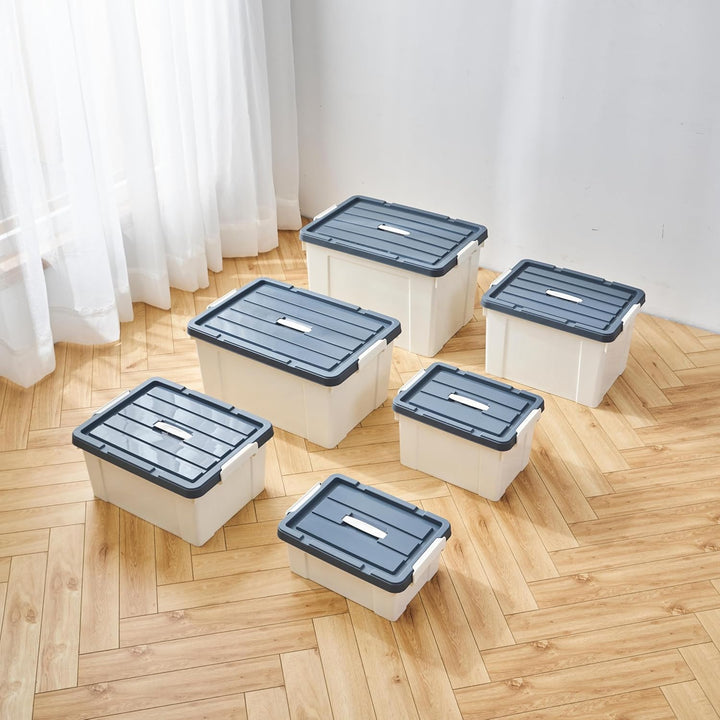 Cetomo 20L*3 Kunststoff-Aufbewahrungsbox Box mit haltbarem Deckel und Sicherheitsverschluss stapelba